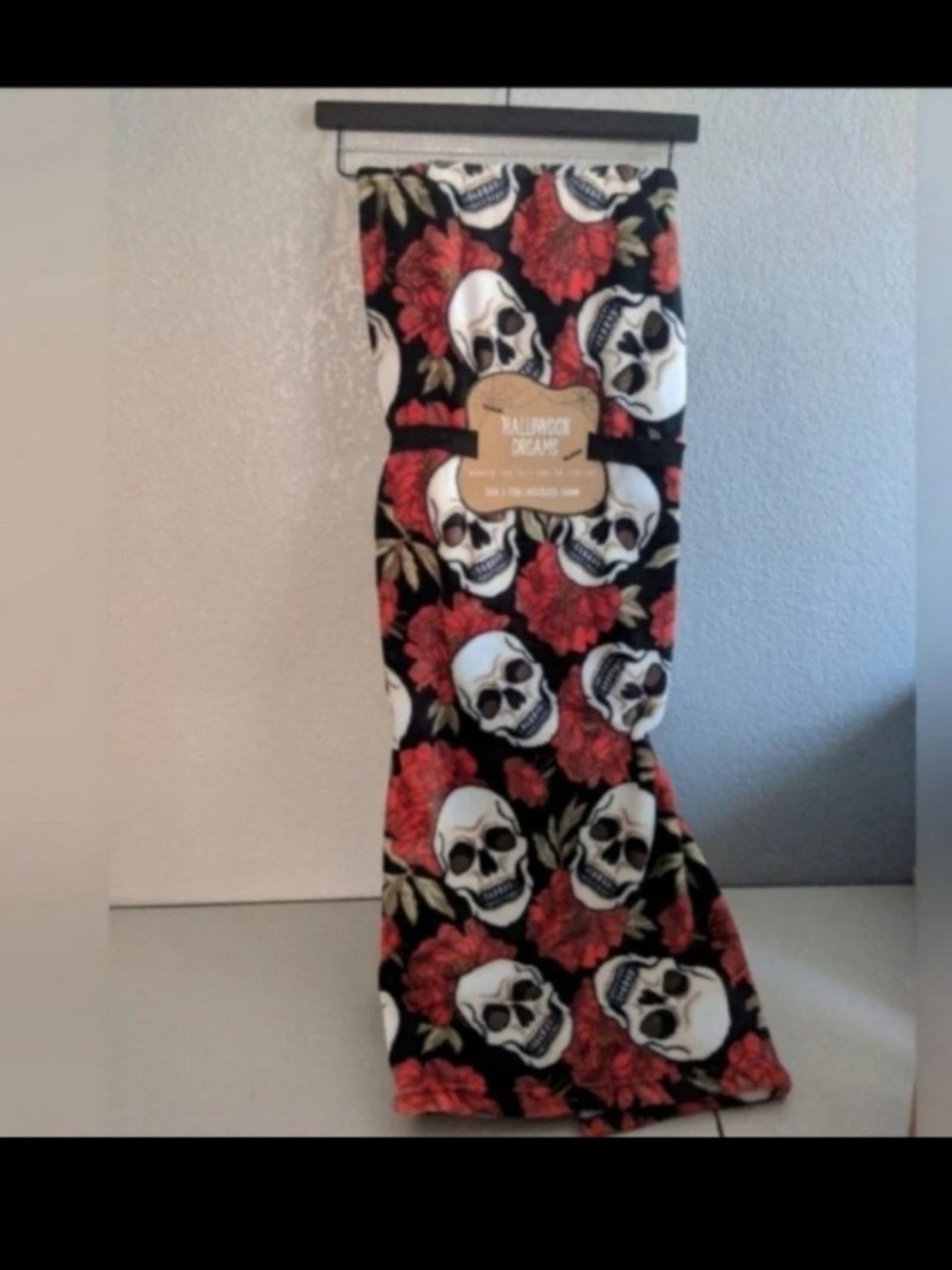 Halloween Skull Throw Blanket Goth Vamp Victorian Day Of Dead
